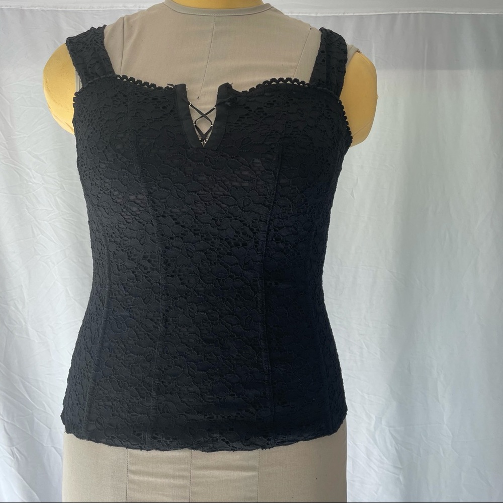 Sexy black lace tank top